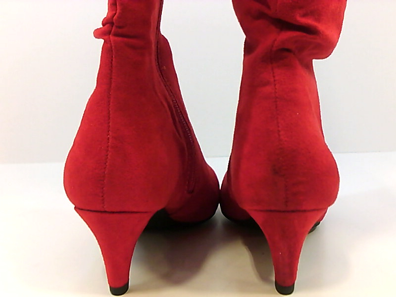 red mid calf booties