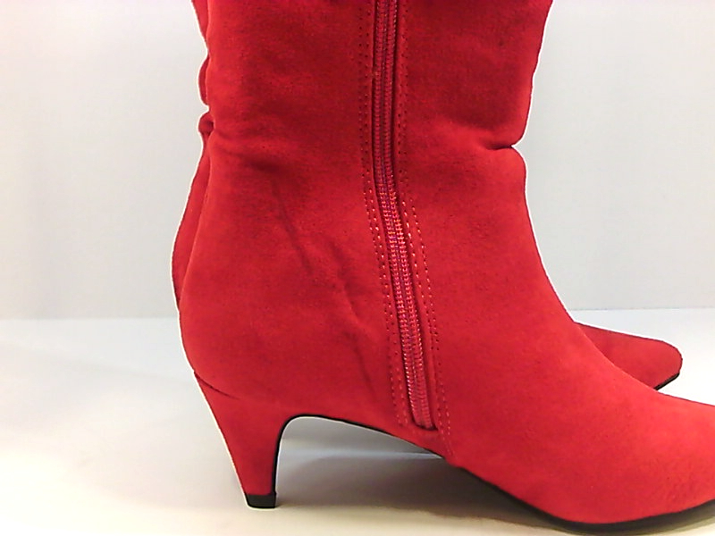 B35 Edina Pointed Toe Zip Up Mid Calf Boots, Red, Red, Size 6.0 SYVl | eBay