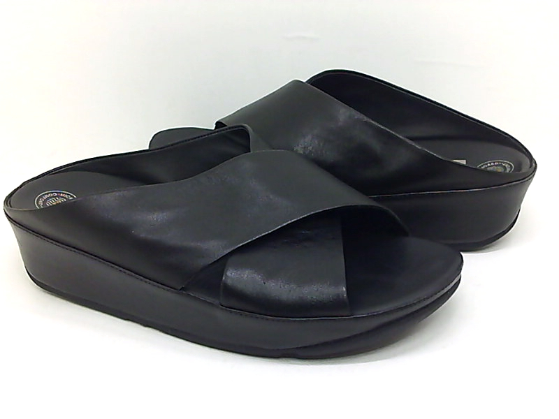 FitFlop Womens Kys Slide/E31-012 Leather Open Toe, Black Leather, Size ...
