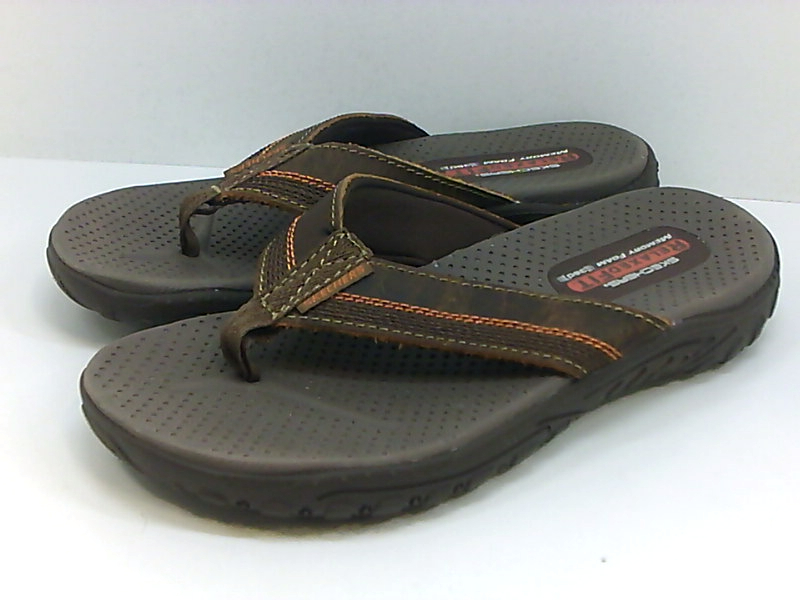 Skechers Men S Relaxed Fit Reggae Cobano Flip Flop Brown Size 8 0 Xloz Ebay