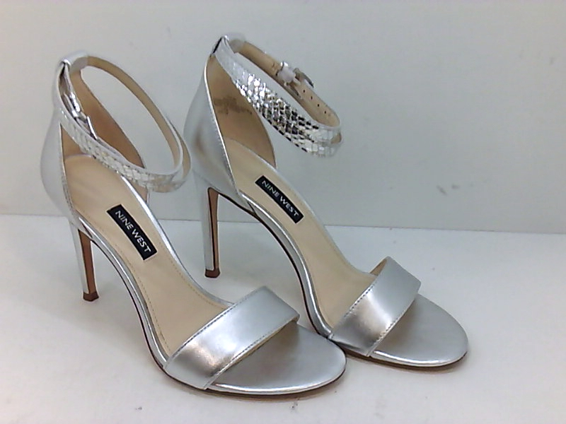 silver open toe pumps