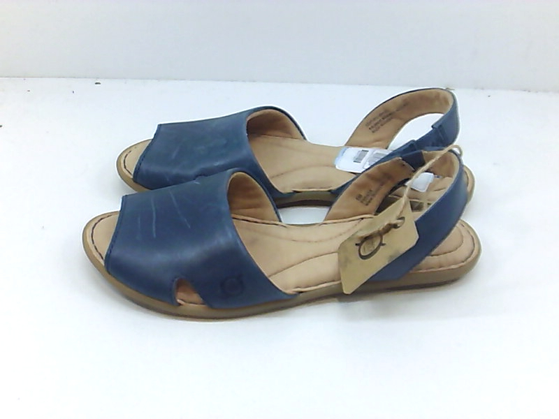 Born Womens KIBBEE Leather Peep Toe Beach Sport Sandals, Navy, Size 6.0 ...
