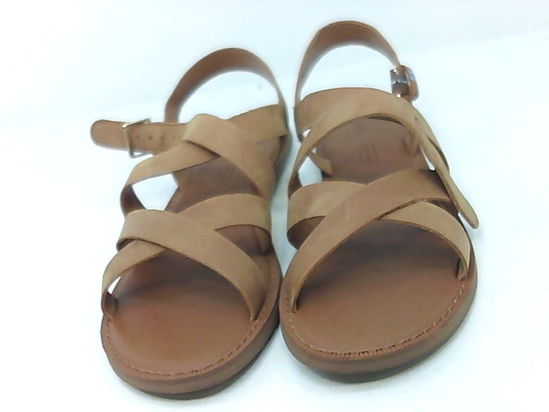 Toms Womens Sicily Leather Open Toe Casual Slingback Sandals Tan Size 75 Hepo Ebay 5608