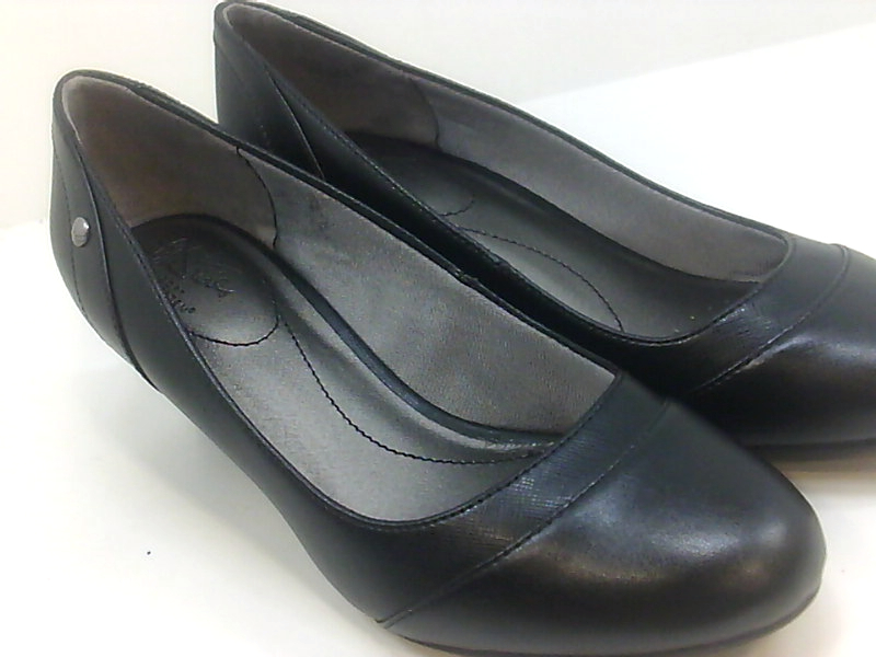 LifeStride Womens Dreams Leather Closed Toe Wedge Pumps, Black, Size 9.