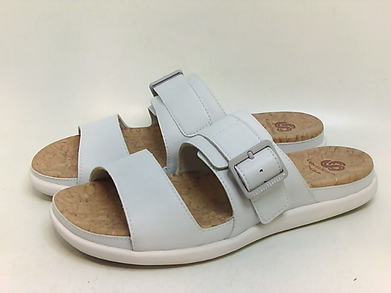 Clarks Womens 26142551 Open Toe Casual Slide Sandals, White Synthetic ...