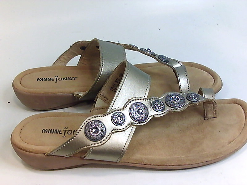 Minnetonka Womens Sasha Leather Open Toe Casual Slide Sandals, Gold, Size 10.0 J | eBay