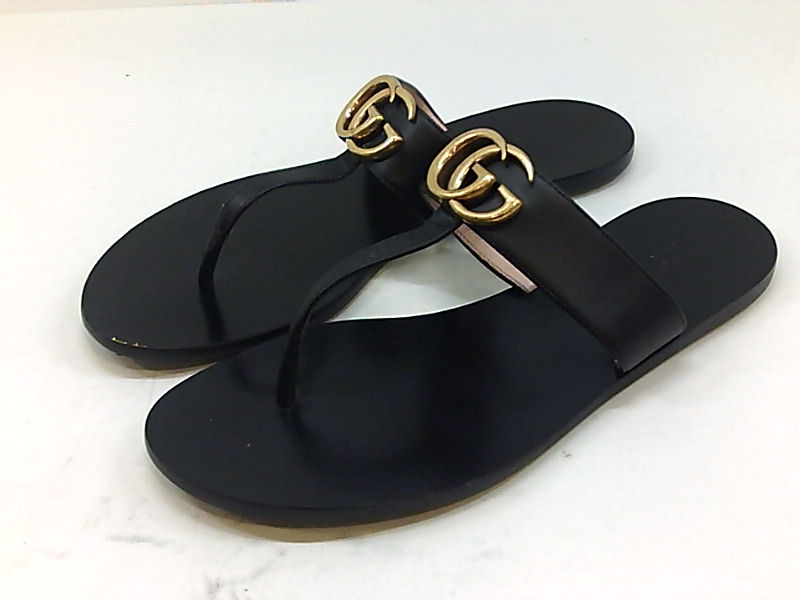 Gucci Womens Marmont Leather Open Toe Formal Slingback Sandals, Black