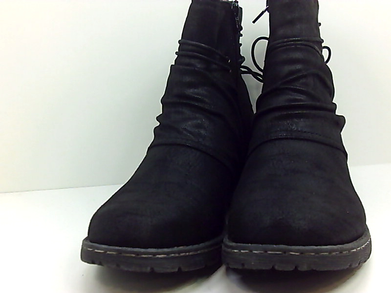 black faux suede booties