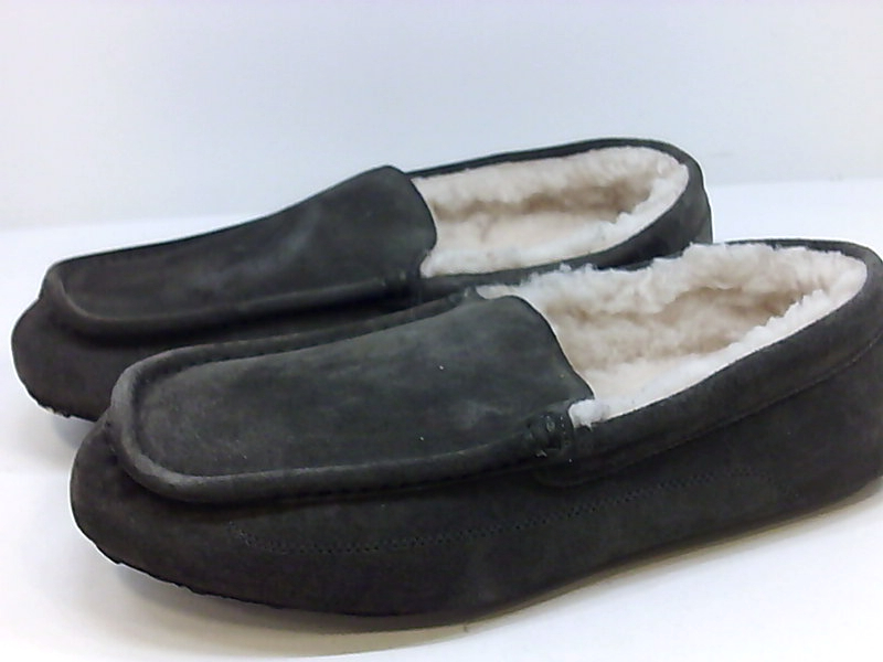 Essentials Men's Leather Moccasin Slipper, Charcoal,, Charcoal, Size 13 ...