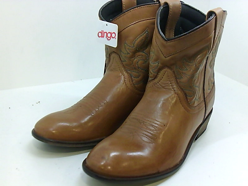 Dingo Womens Willie Leather Round Toe Ankle Cowboy Boots, Antique Tan