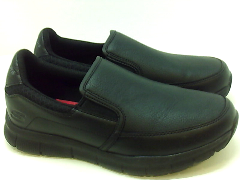 ladies black leather skechers