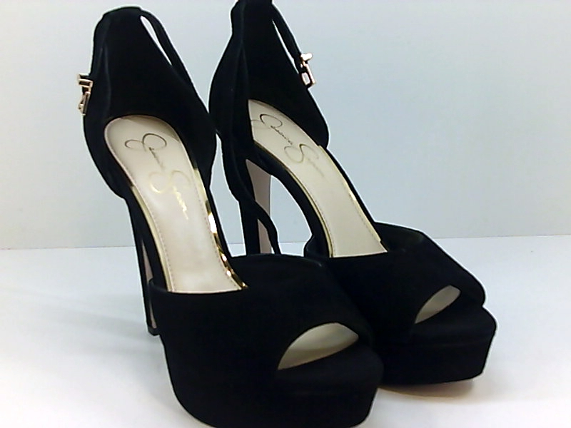 Jessica Simpson Womens Beeya Peep Toe Ankle Strap Pumps, Black, Size 10 ...