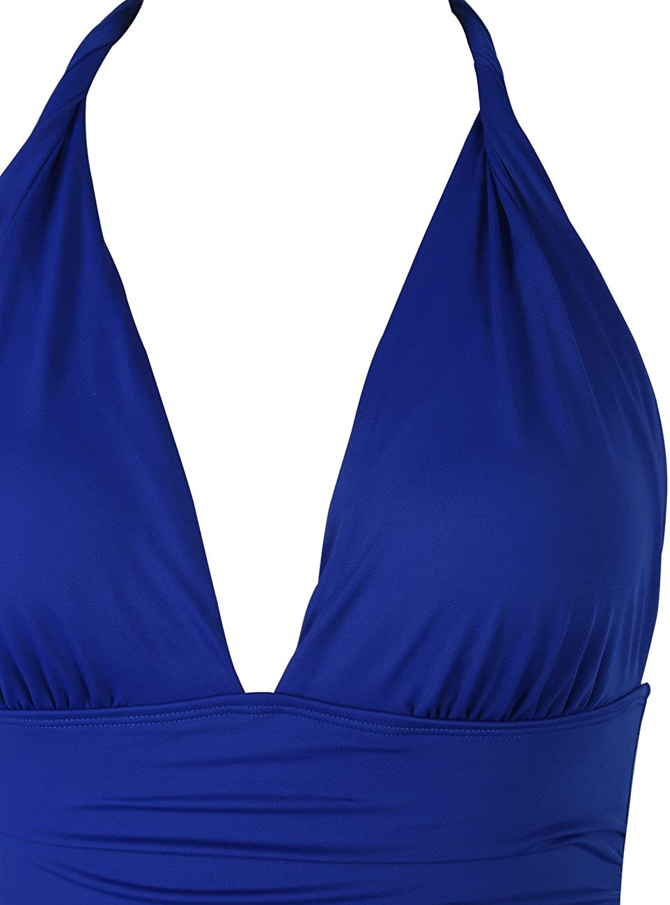 Hilor Women s One Piece Swimsuit Plunge Deep V Neck Swimwear Royal 