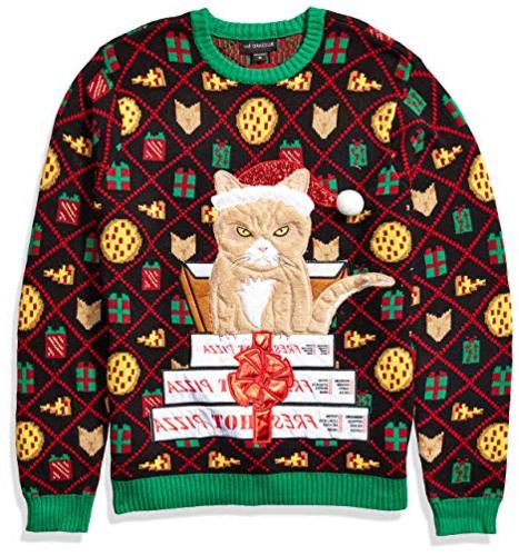 Blizzard Bay Men's Ugly Christmas Sweater Cat,, Black/Orange, Size SIZE ...