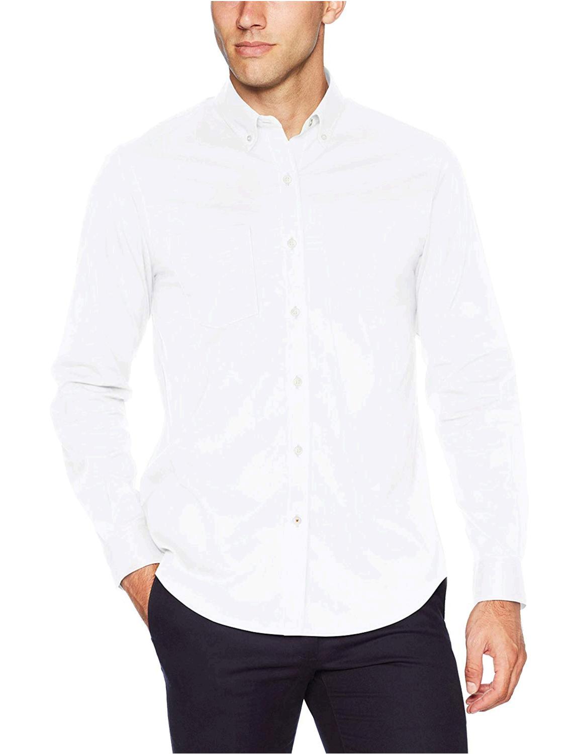 Dockers Men's Long Sleeve Button Front Comfort Flex, Paper White, Size ...