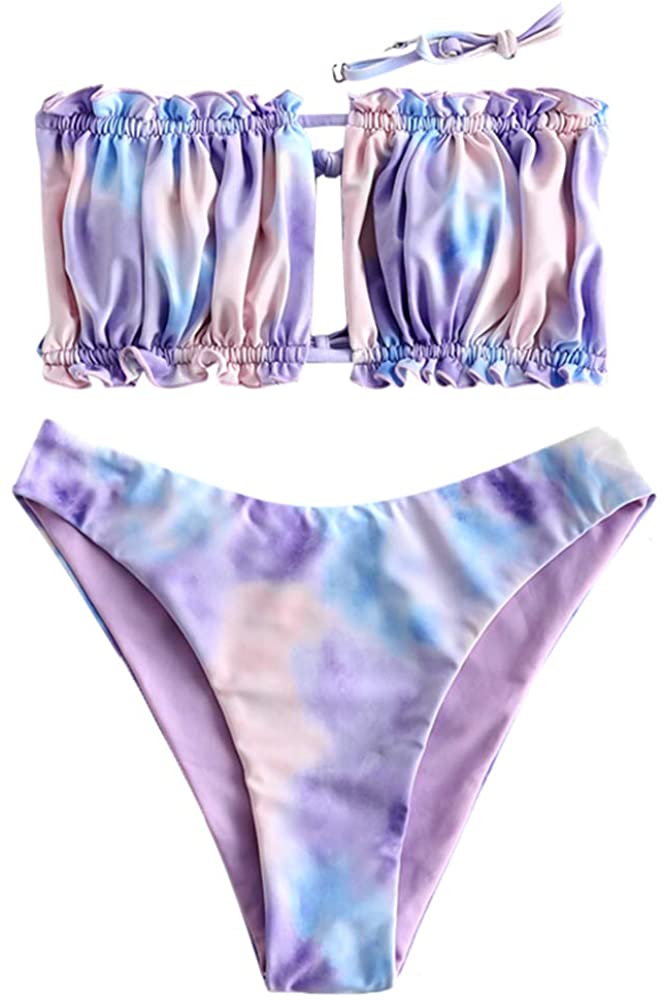 ZAFUL Women's Strapless Ribbed Tie Back Ruffle Cutout, T-multi-c, Size Small 06r | eBay