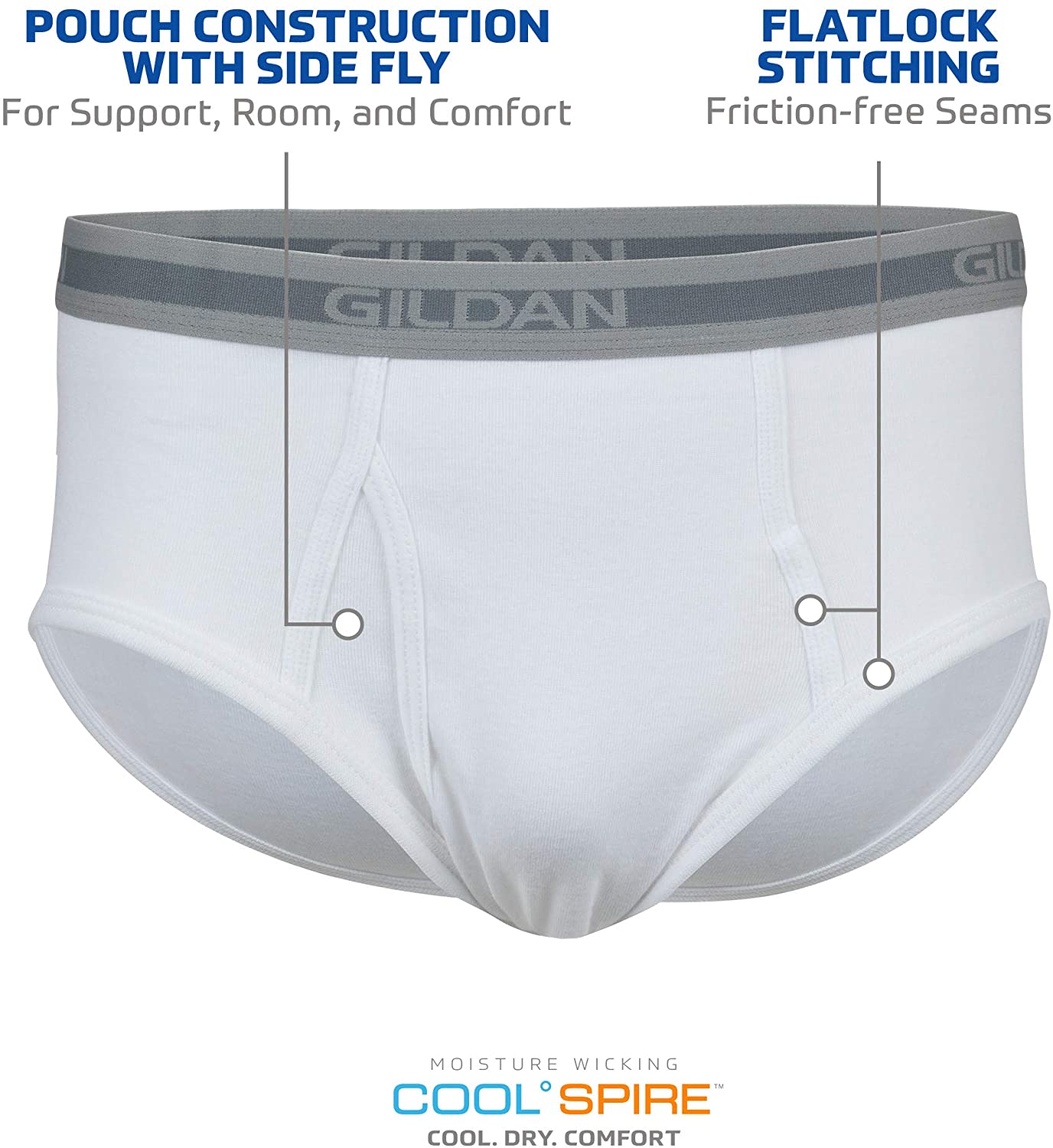 Gildan Men's Brief Underwear Multipack, White (6 Pack), Large, White