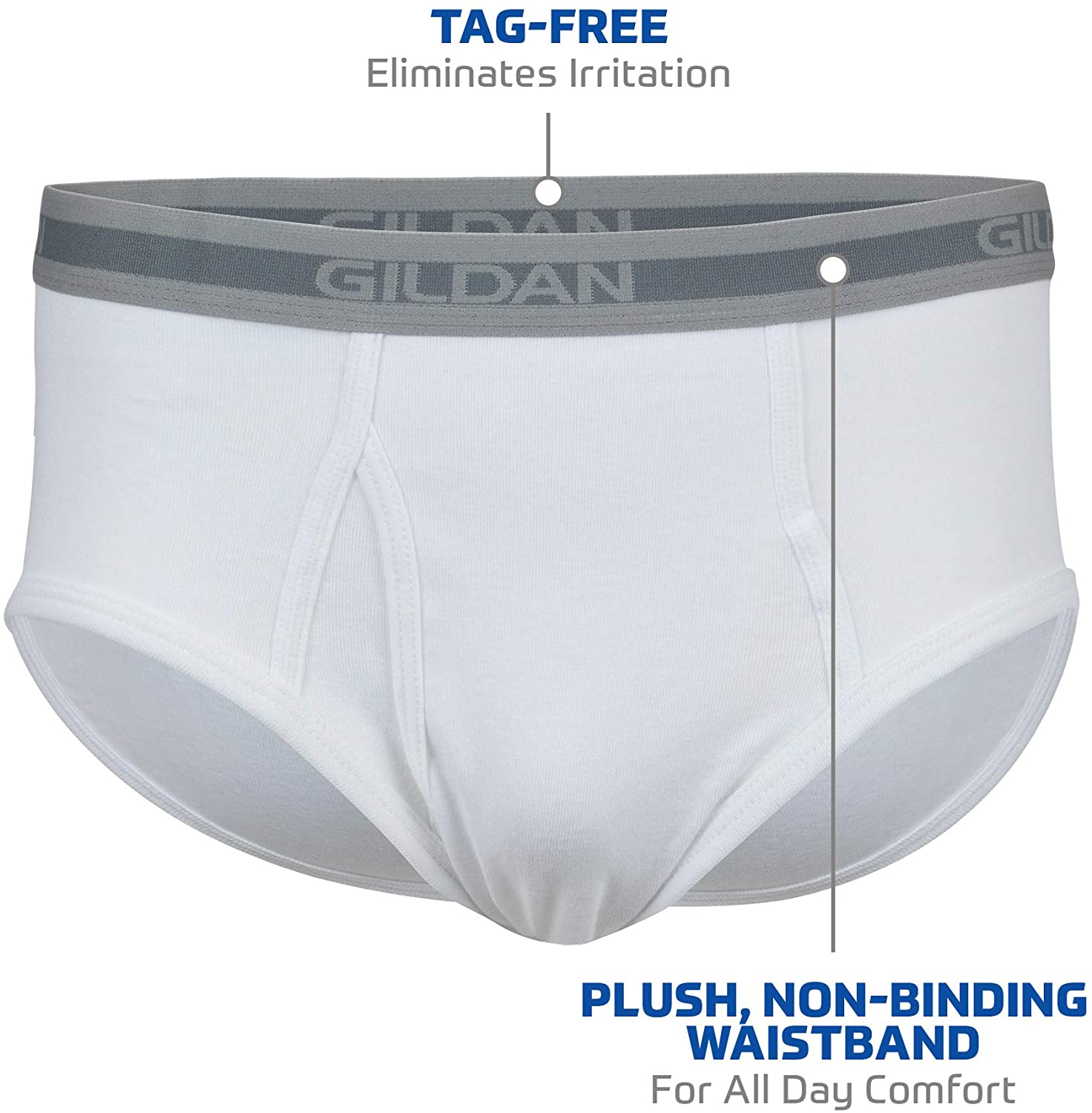 Gildan Men's Brief Underwear Multipack, White (6 Pack), Large, White