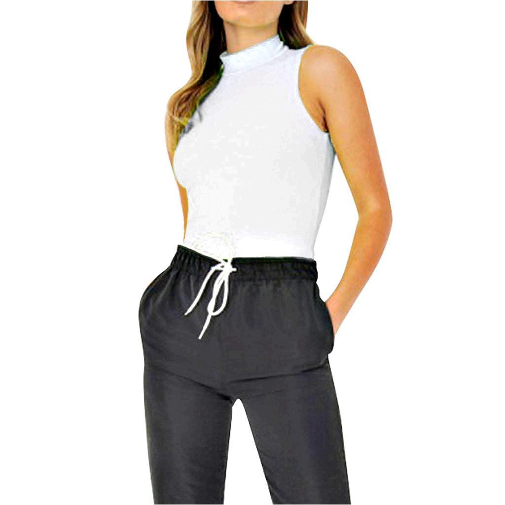 Download Luckymen Women's Mock Neck Basic Solid Sleeveless Bodysuit ...