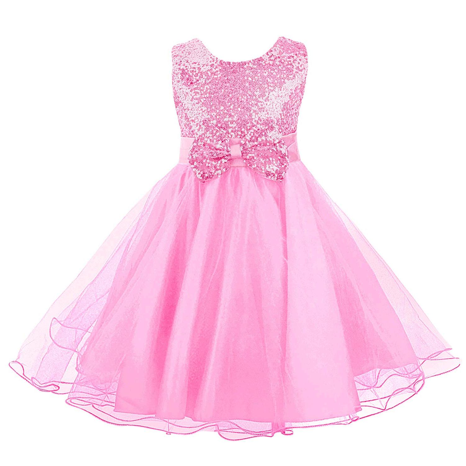 sequin-dress-for-girl-acecharming-knee-length-sleeveless-pink-size-7-8-years-ebay