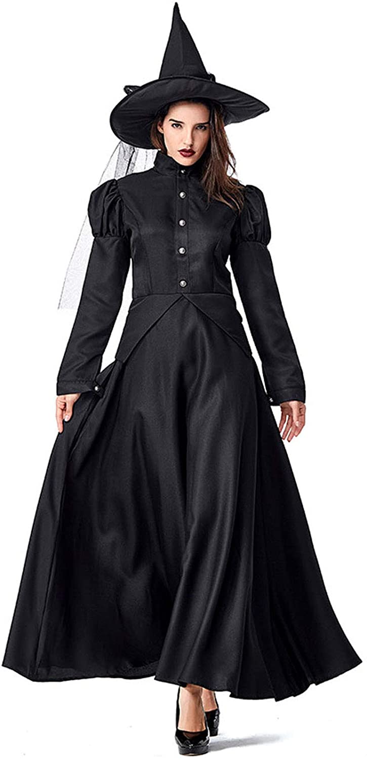 GRACIN Women's Wicked Witch Costume, 4 Pieces Halloween Deluxe, Black ...