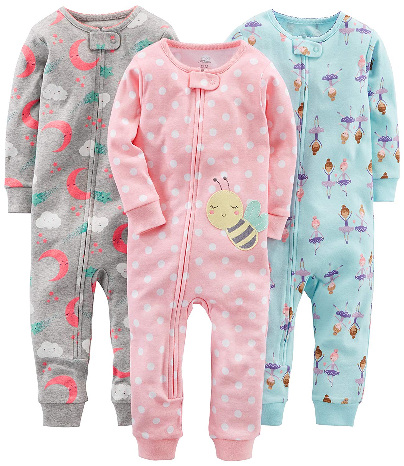 Simple Joys by Carter's Baby Girls' 3Pack, Ballerina/Moon/Bee, Size 18 Months 5 190796335728 eBay