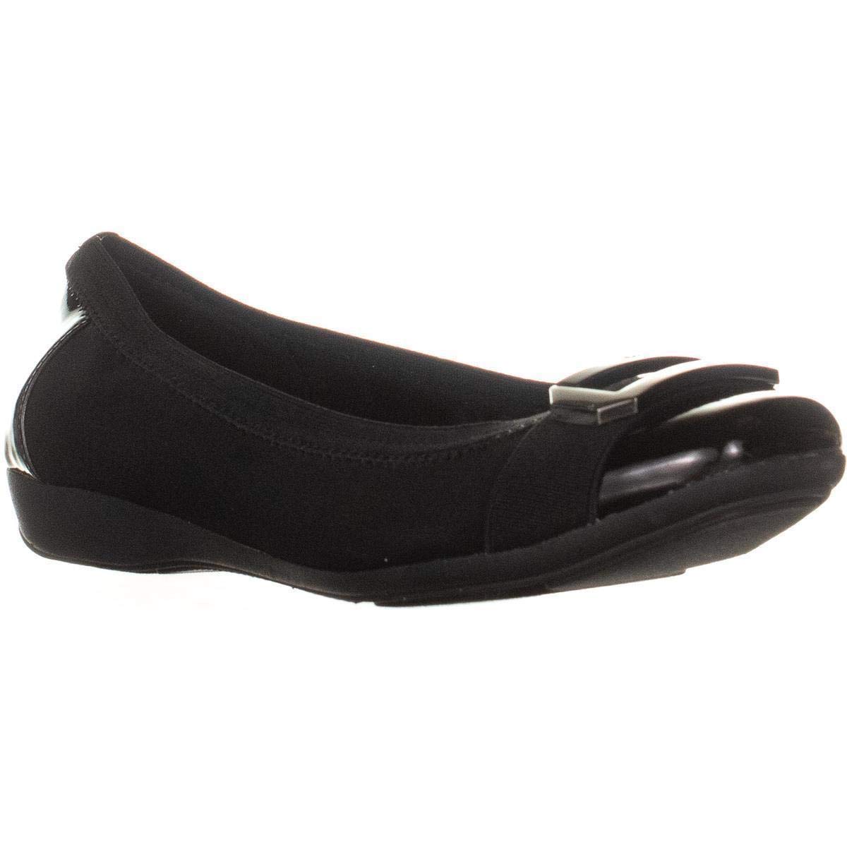Anne Klein Womens Uplift Fabric Square Toe Ballet Flats, Black Combo ...