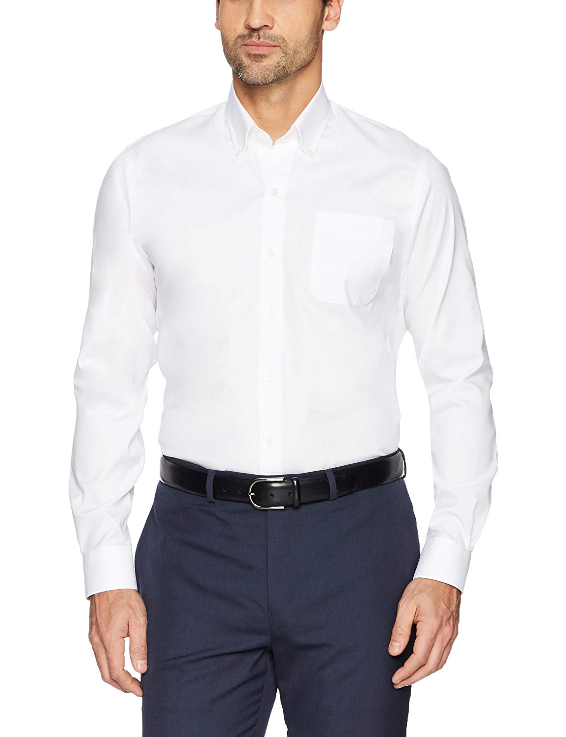 BUTTONED DOWN Men's Slim Fit Button-Collar Solid Non-Iron, White, Size ...