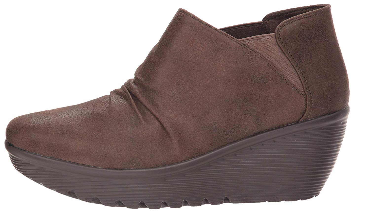Skechers Women's Parallel-Curtail-Twin Gore Ruched Bootie, Chocolate ...