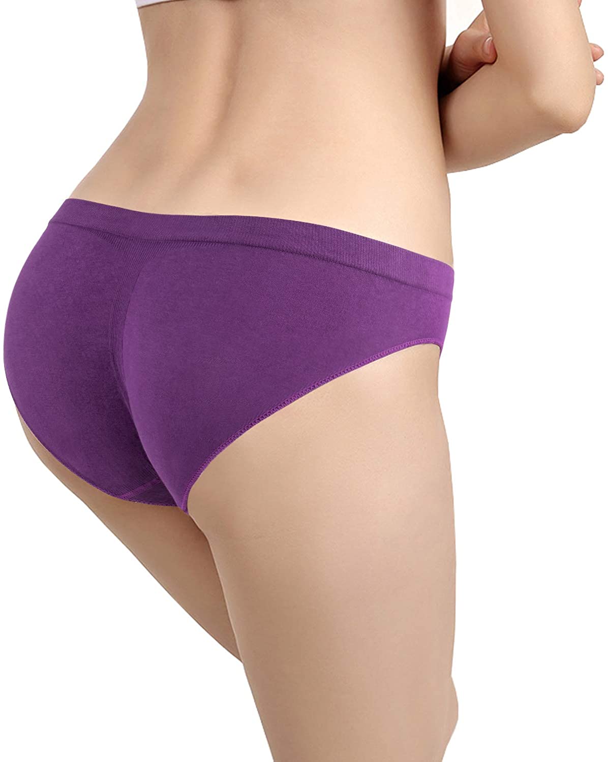 Dlala 6 Pack Womens Cotton Bikini Panties Seamless Underwear, Black