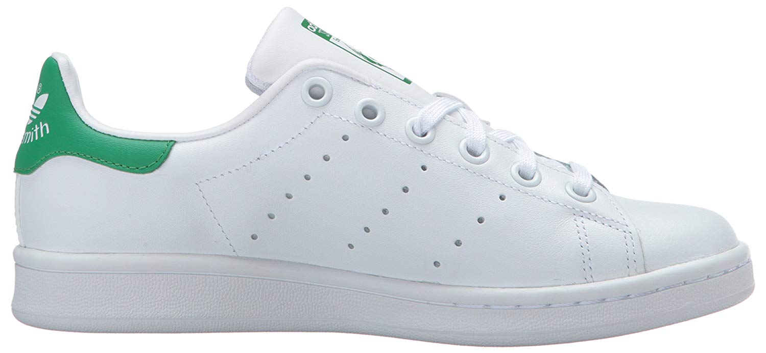 adidas Performance Stan Smith J Tennis Shoe (Big, White/White/Green ...