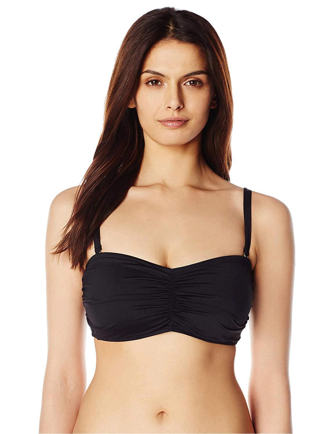 La Blanca Womens Island Goddess Bandeau Bikini Swimsuit Top Black