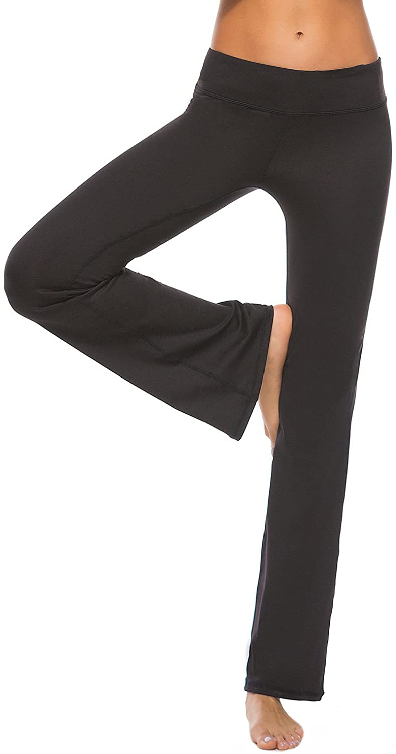 SERHOM Women Boot Cut Yoga Pants 4 Way Stretch Bootleg Yoga, Black
