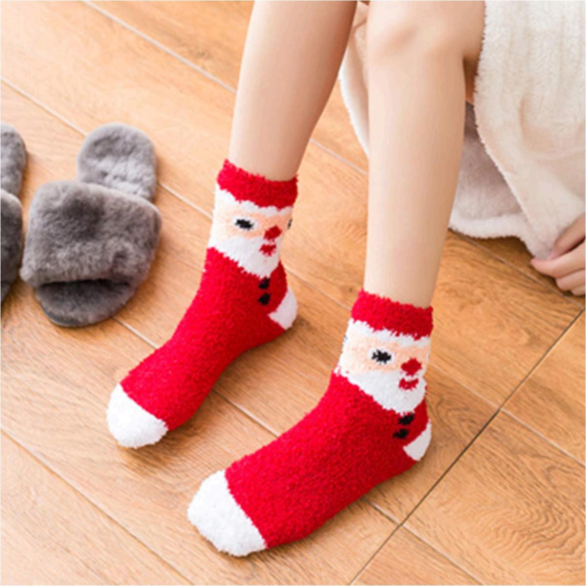 Women Christmas Fuzzy Socks, Fluffy Socks,Winter Warm Cozy, A, Size One ...