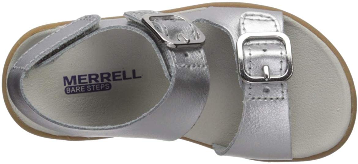 Merrell Children Shoes BARE STEPS Sandal Leather, Silver, Size Toddler