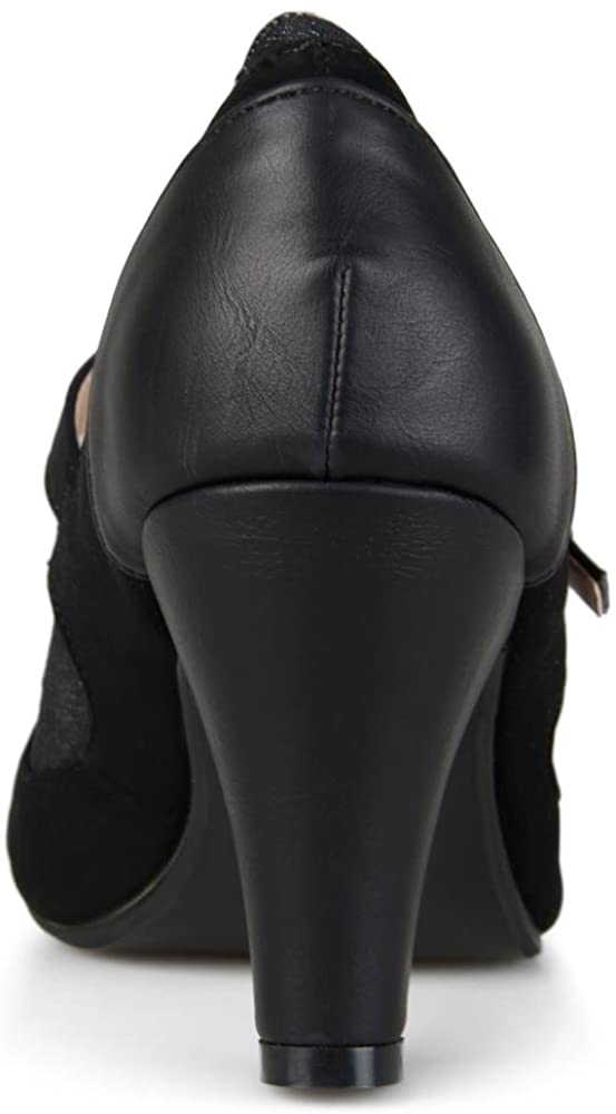 Journee Collection Womens Two-Tone Tweed Mary Jane Pumps, Black, Size 8.5 | eBay
