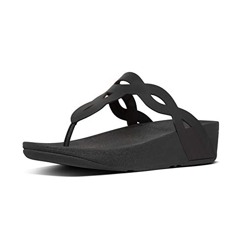 FitFlop Womens' Eva Interlace Toe-Thongs Sandal, All Black, Size 0.0 ...