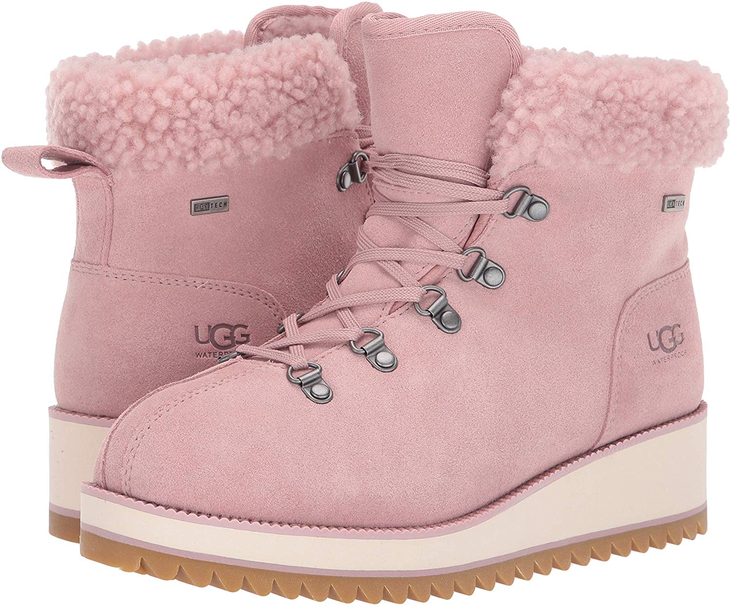 UGG Women's Birch Lace-up Shearling Snow Boot, Pink Crystal, Size 8.0