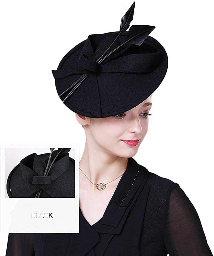 black dress with fascinator