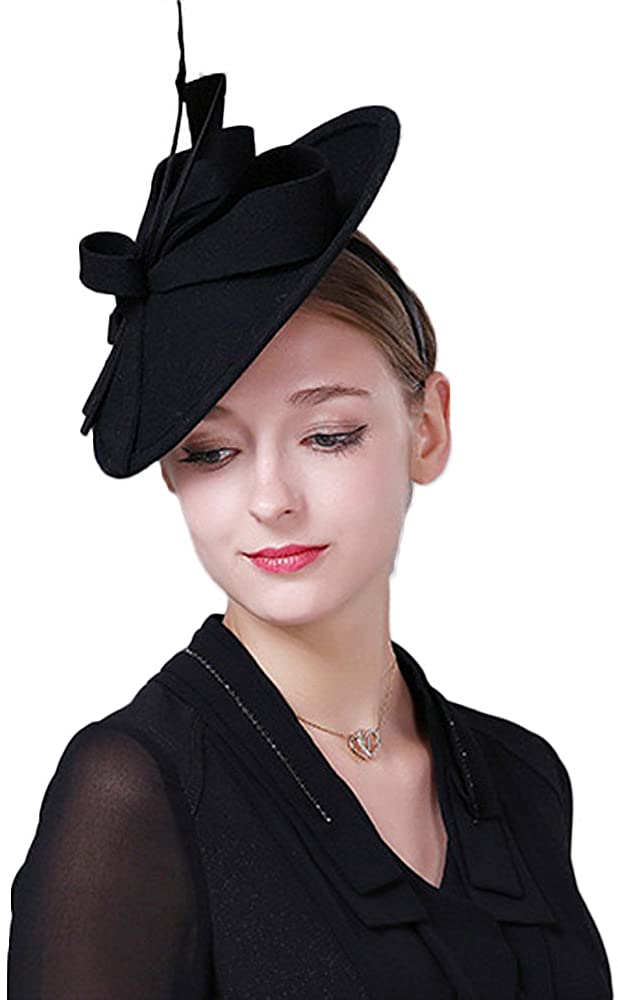 black dress with fascinator