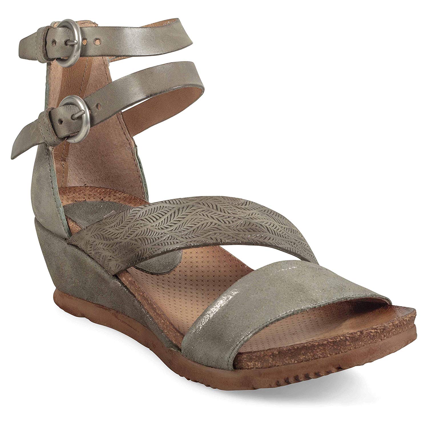 Miz Mooz Womens Millie Open Toe Casual Platform Sandals, Sage Metallic ...