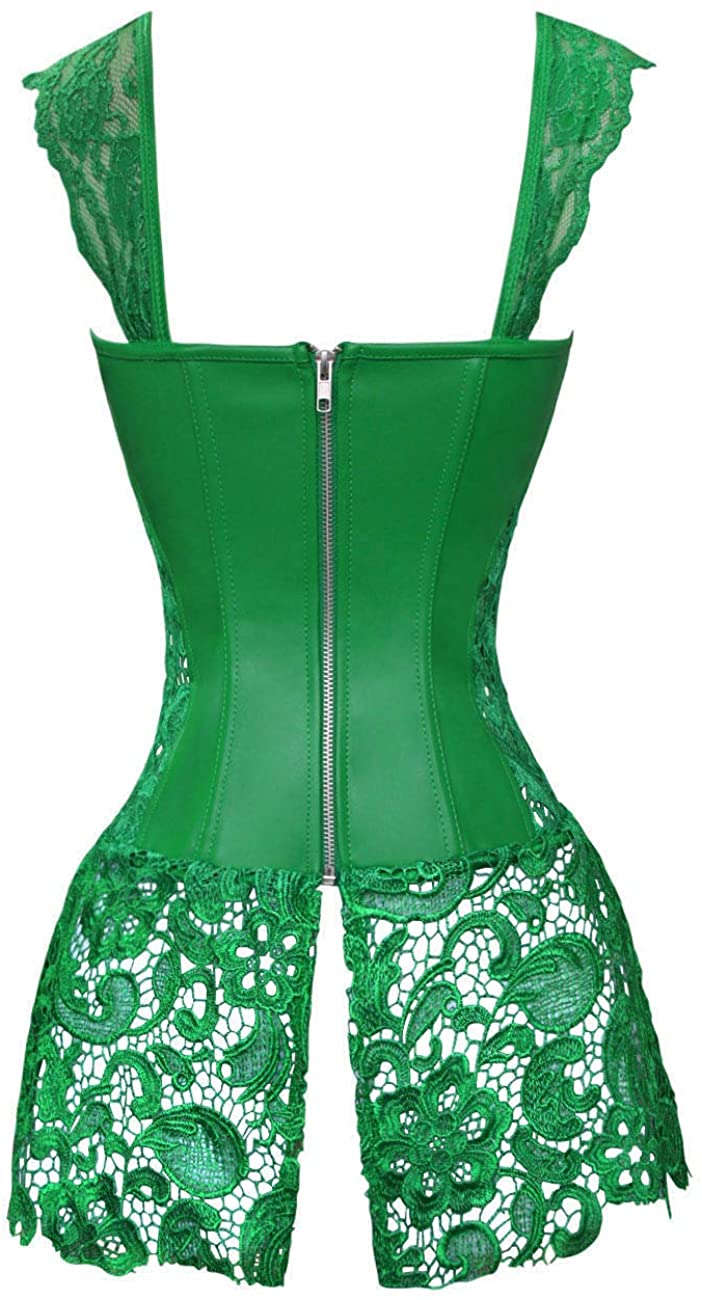 Kimring Womens Steampunk Gothic Sexy Faux Leather Shoulder Green