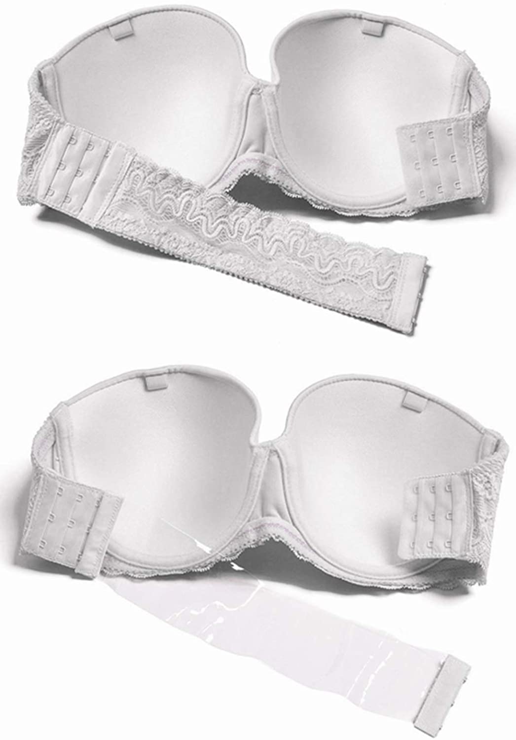 Yandw Strapless Lightly Padded Full Figured Coverage Bra Clear White