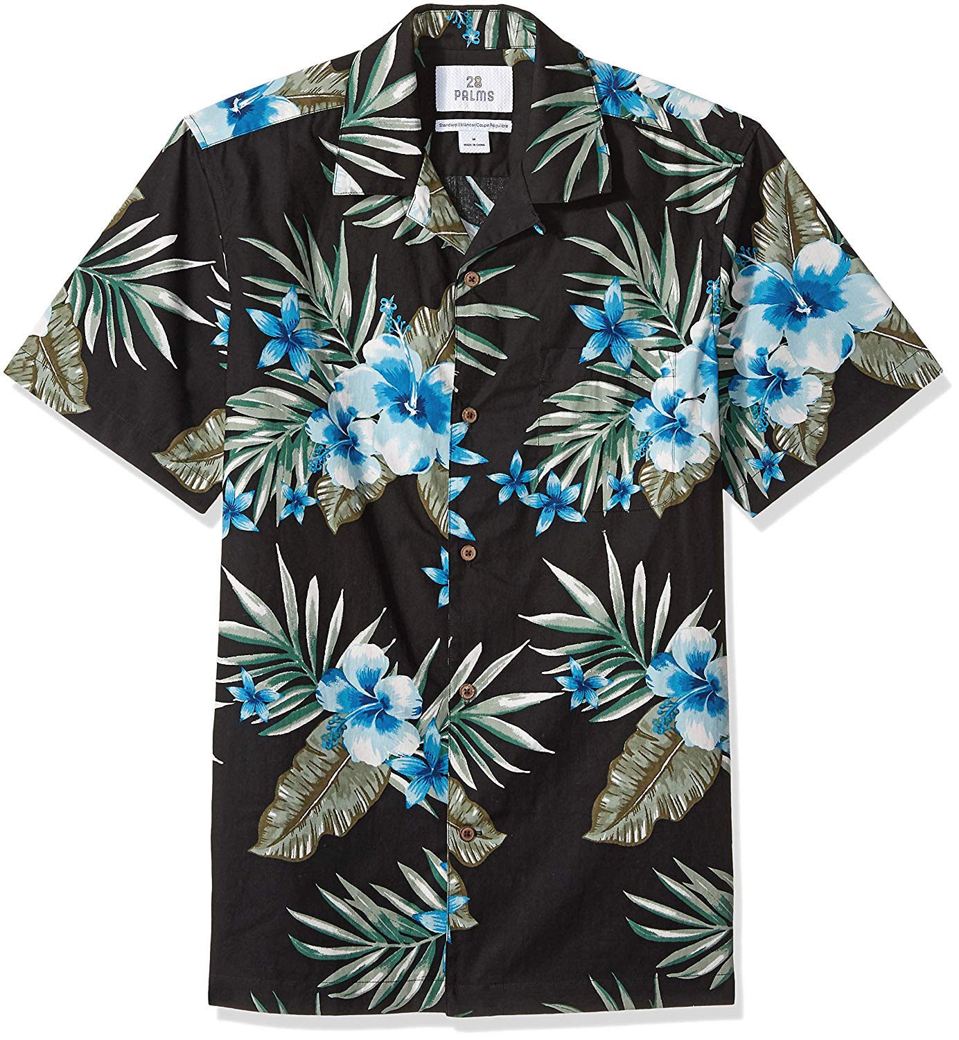 28 Palms Men's Standard-Fit 100% Cotton Tropical Hawaiian, Black, Size ...