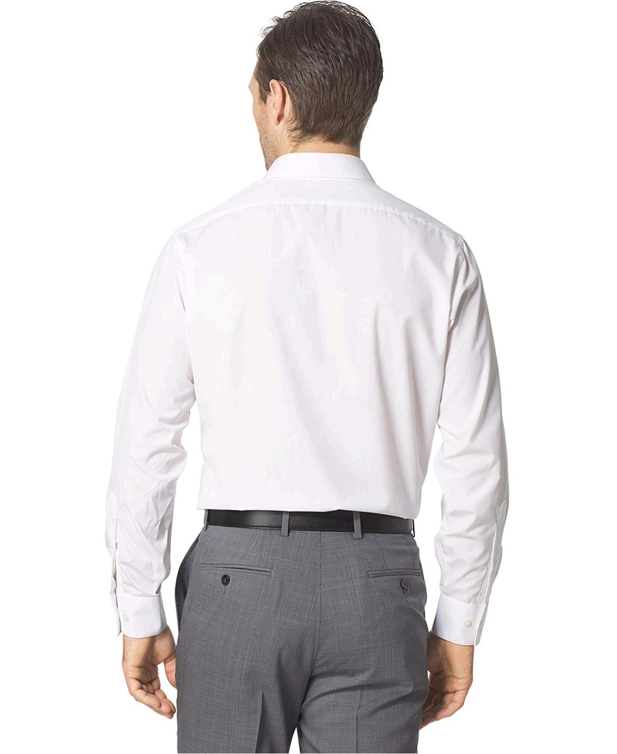 van heusen men's poplin fitted solid point collar dress shirt