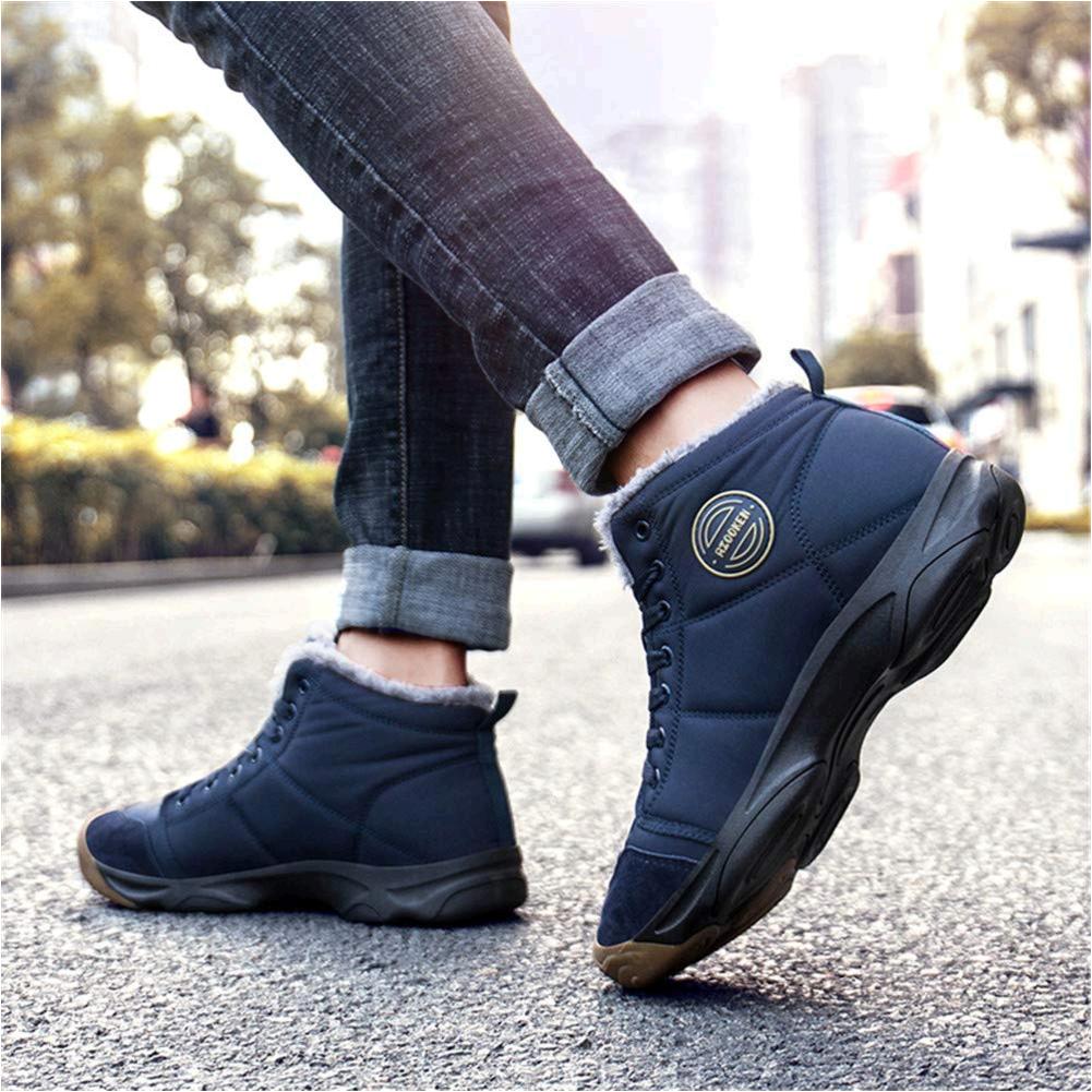 UPSOLO Men's Shoes Fabric Closed Toe Ankle Cold Weather, Navy Blue