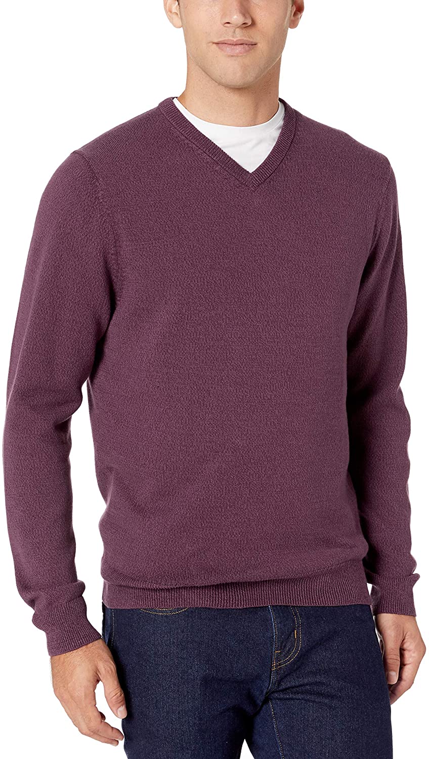 Essentials Men's V-Neck Sweater, Burgundy Marled, Size XX-Large GnWe | eBay