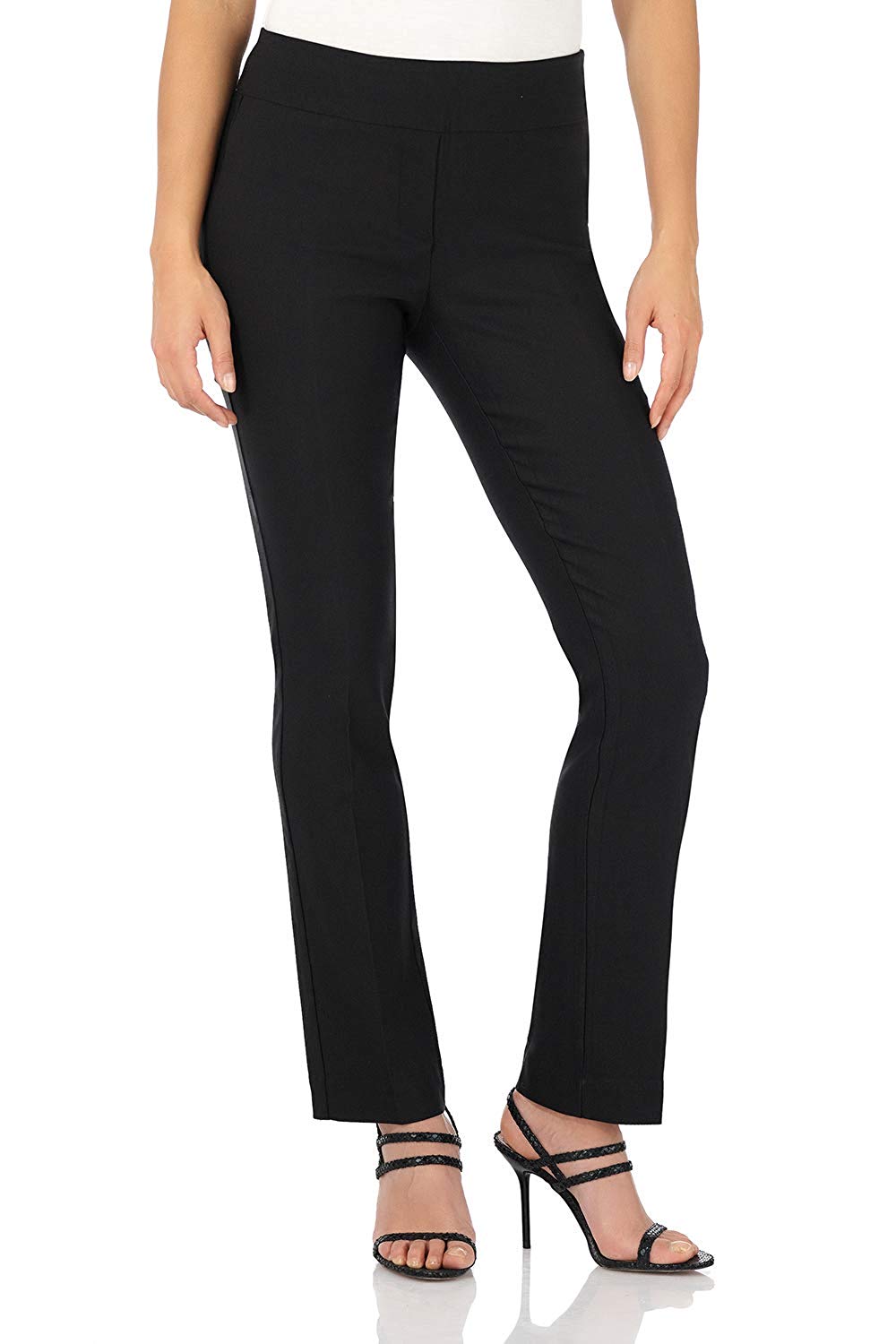 Rekucci Women's Ease in to Comfort Straight Leg Pant with, Black, Size ...