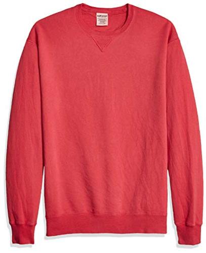 Hanes Men's ComfortWash Garment Dyed Fleece Sweatshirt, Crimson Fall ...