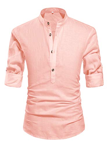 mens pink linen shirts uk